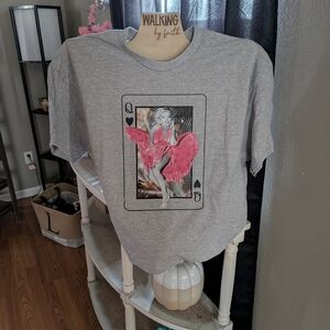 Gildan Gray Tee with Pink Playing Card Design